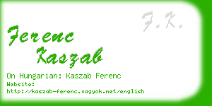 ferenc kaszab business card